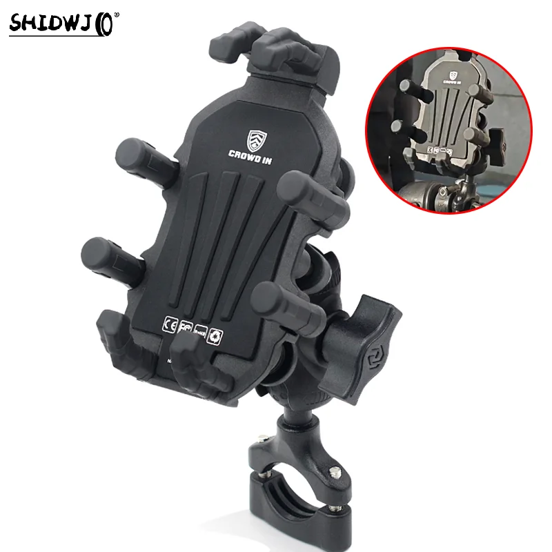 

Motorcycle Cell Phone Support Handlebar Bracket Mobile Mirror Mount Navigation Stand Aluminum Anti Vibration Handle Holder Bike