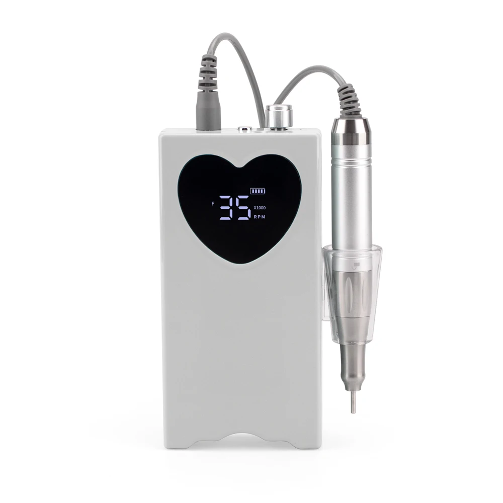 Trapano per unghie con schermo a cuore senza fili ultrasottile portatile senza nucleo 35K 35000 giri/min Trapano elettrico per lima per unghie ricaricabile per manicure