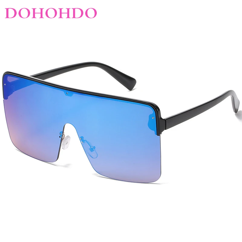 

DOHOHDO 2024 Unique Half Frame One Piece Women Sunglasses Vintage Oversized Shiled Gradient Sun Glasses Men Female Flat Eyewear