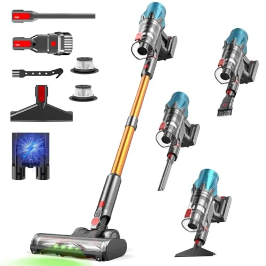 

Беспроводной пылесос 600 Вт, 50 кПа, 70 минут работы, для дома, вертикальный, с щеткой против наматывания волос, настенное крепление, зарядка