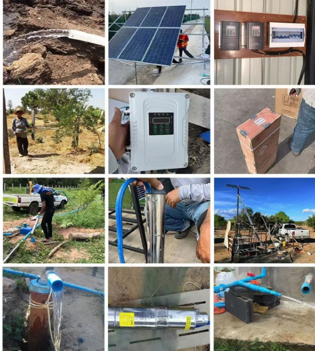 2200W 220V 산업용 태양광 워터 펌프 컨트롤러 포함 유량:11m3/h 우물 깊이/헤드:197m 소규모 시립 관개용