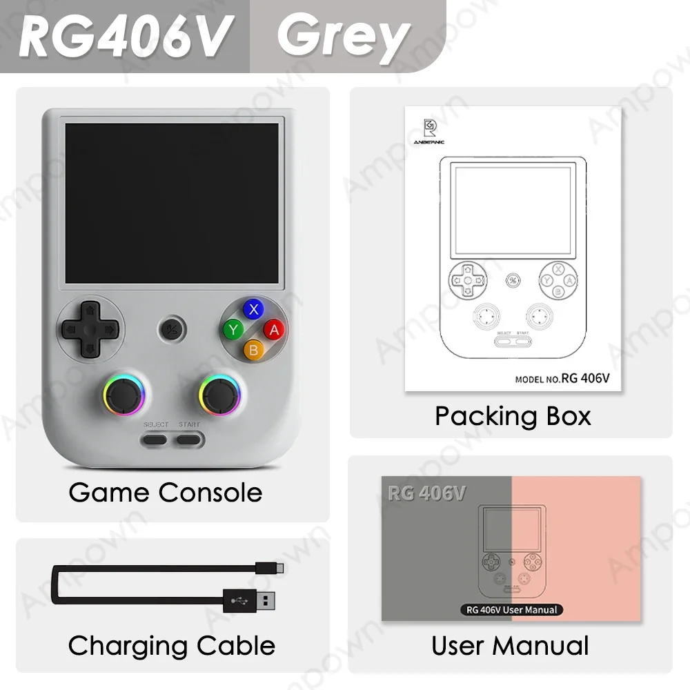 ANBERNIC RG406V Videogameconsole 4" IPS touchscreen Android 13 Hoge snelheidsventilator 6nm Unisoc T820 RGB joystick 1080 DP-uitgang Cadeau