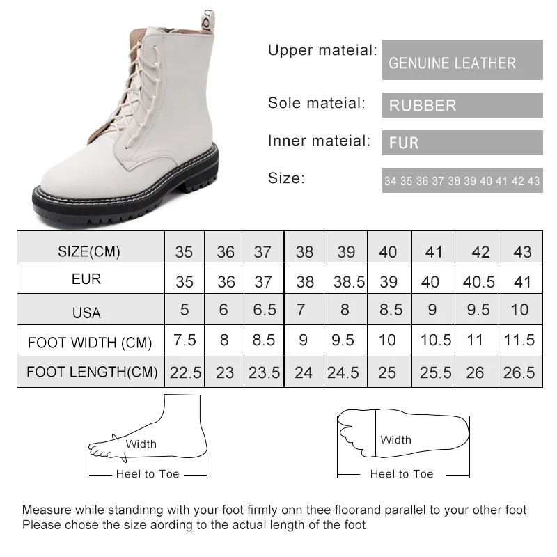 AIYUQI Boots Female 2024 Genuine Leather Women Booties Lace Up White winter women shoes Non-slip girl Marton boots