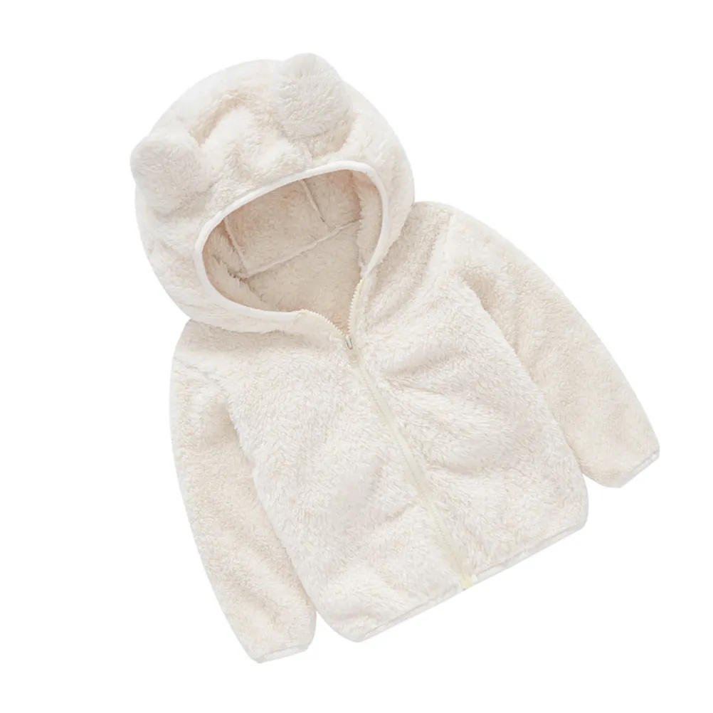 1Pcs Hooded Coat Soft Warm Kids Autumn Winter Hoodie Outerwear Adorable Shape Design Gift for 80Cm Children White