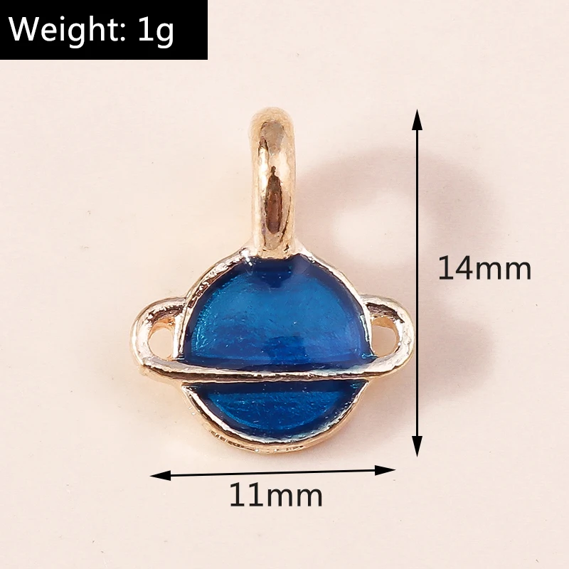 10 Stück 11x15mm Niedliche Emaille-Planeten-Anhänger für Schmuckherstellung, Ohrringe, Halsketten, Armbänder, DIY-Bastelzubehör – Detail 1