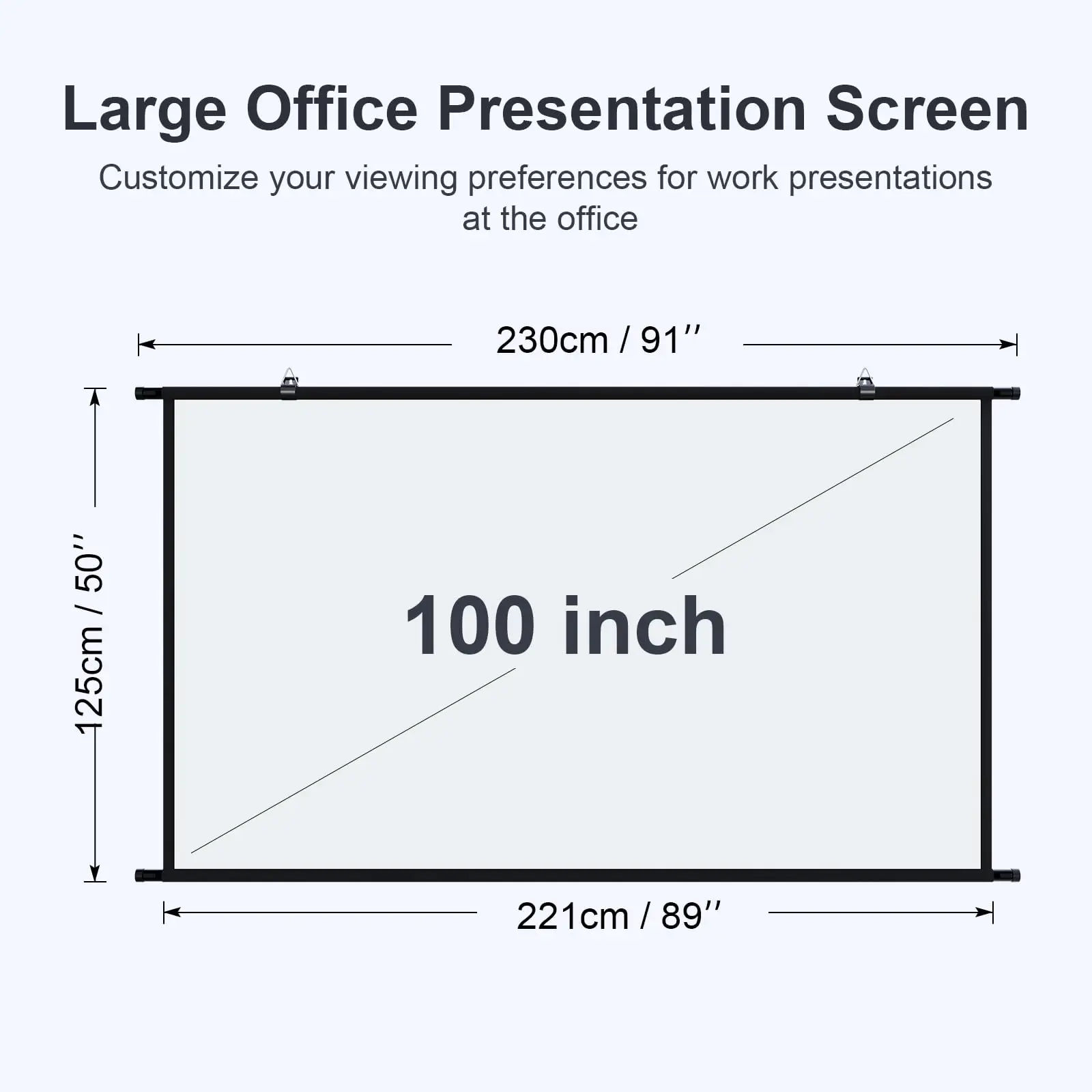 XIAOHUI 100-inch 16:9 Foldable, Wrinkle-Resistant, Washable Wall-Mounted Projector with a White Screen Suitable for Both Indoor