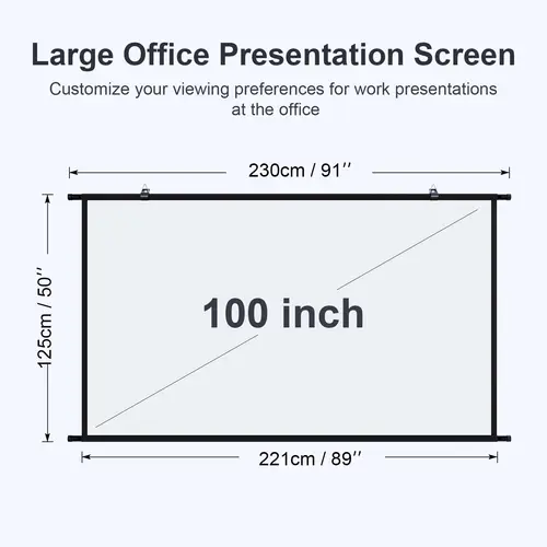 Imagen 2 del producto XIAOHUI Proyector de pared plegable, resistente a las arrugas y lavable 16:9 de 100 pulgadas con pantalla blanca adecuada tanto para interiores