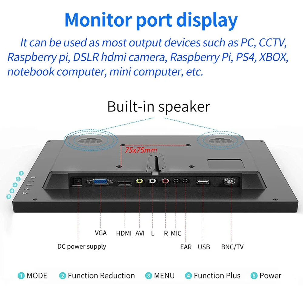 Imagem -05 - Monitor Lcd Hdmi Portátil 11.6 1366x768 60hz Bnc pc Gaming Monitor Ps4 Raspberry pi Xbox Cctv Laptop