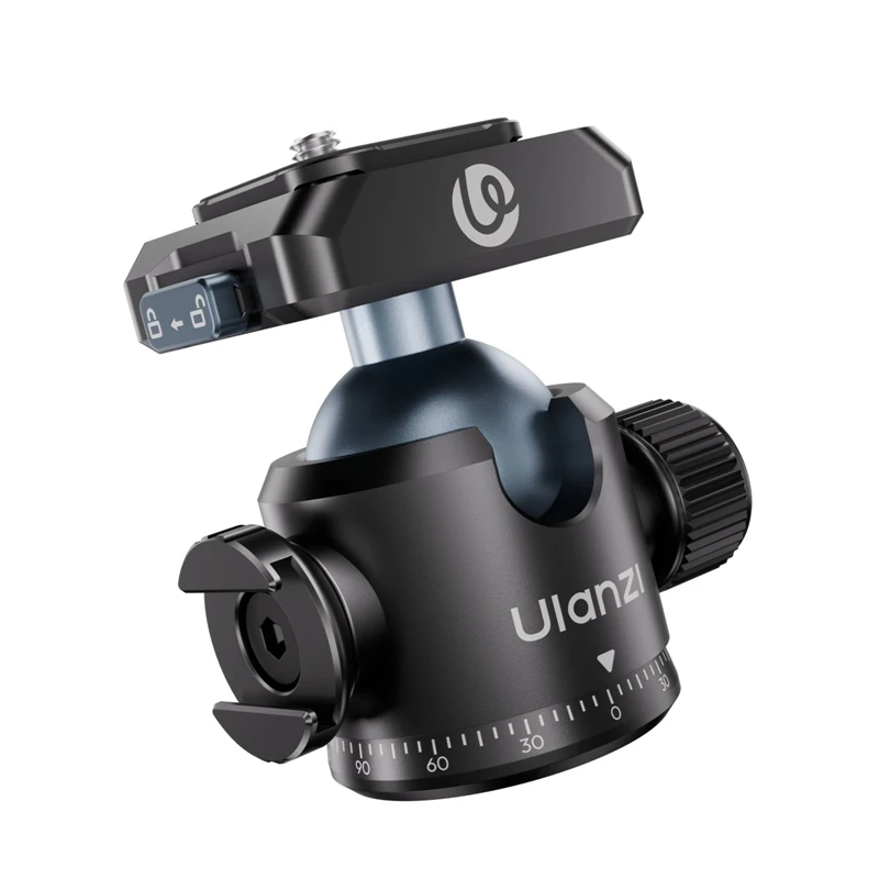 

Ulanzi T100 Uka Quick-Release Ball Head with 360° Adjustable Cold Shoe 6KG Load for Portrait Landscape Livestreaming Vlog Shots