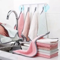 Hangable Cleaning Cloth Washable Quick-drying Microfiber Absorbent Kitchen Household Reusable Non-shedding Dish Towels - 1/4 Pcs