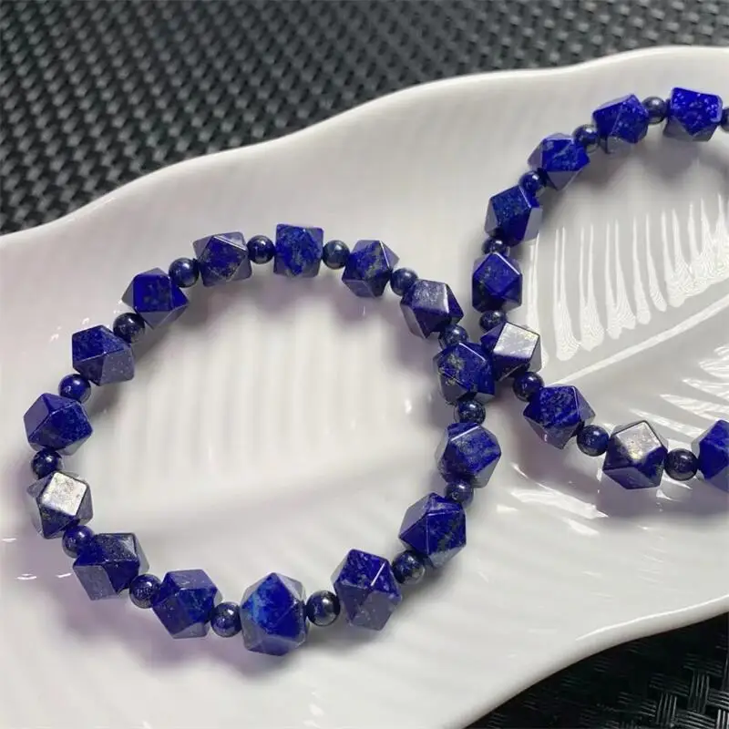 Natural Lapis Lazuli Facet Bbracelet Healing Energy Stone Boho Reiki Gem Stone Beads Simple Yoga Jewelry 1PCS