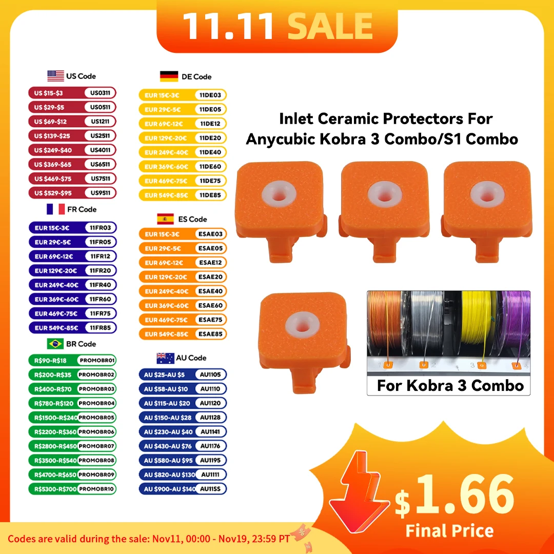 Toaiot インレットリングプロテクター 4 個 AMS ガード耐久性のある 3D プリンタ部品 Anycubic Kobra 3 コンボ/S1 コンボ用