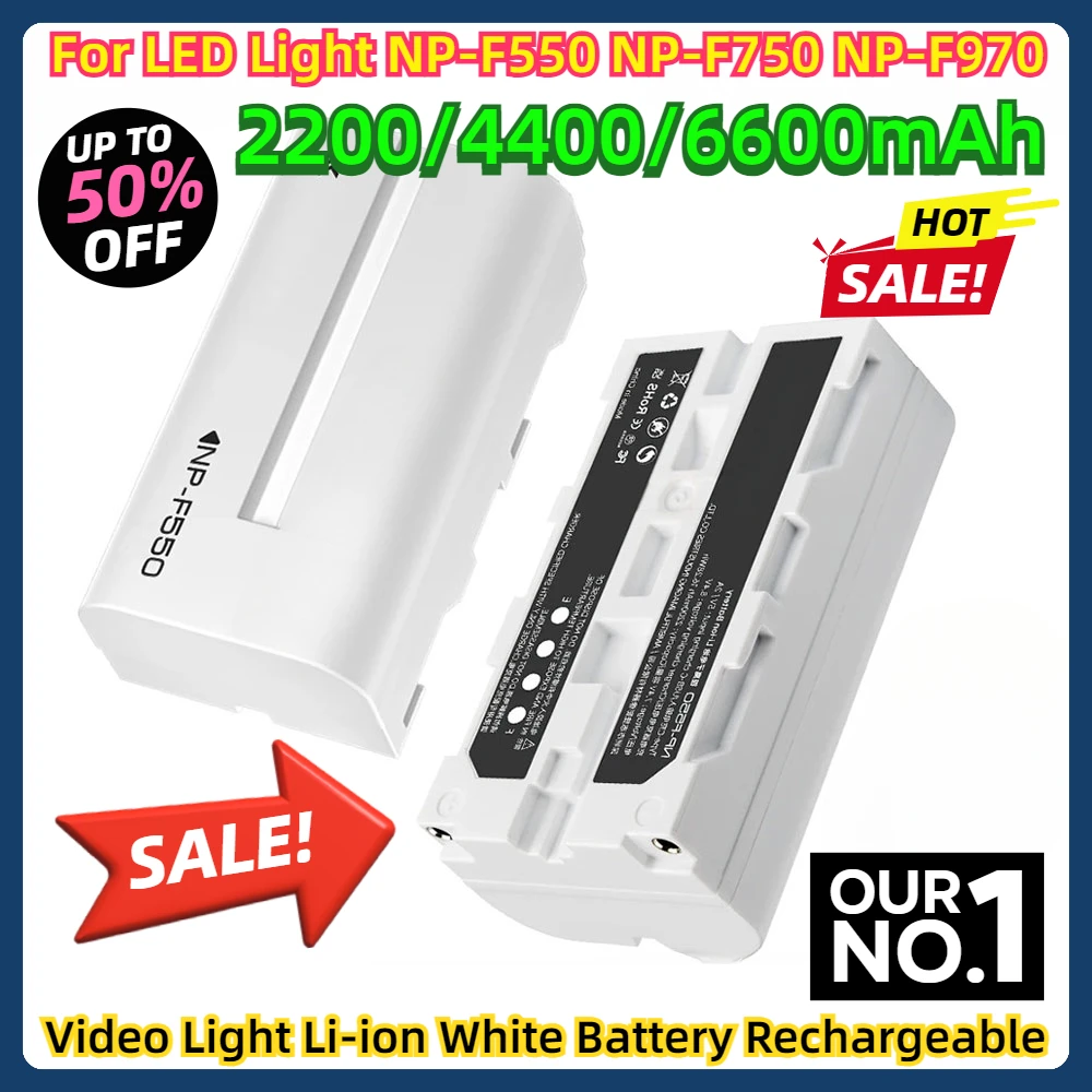 

For LED Light NP-F550 2200mAh NP-F750 4400mAh NP-F970 6600mAh Video Light Li-ion White Battery Rechargeable