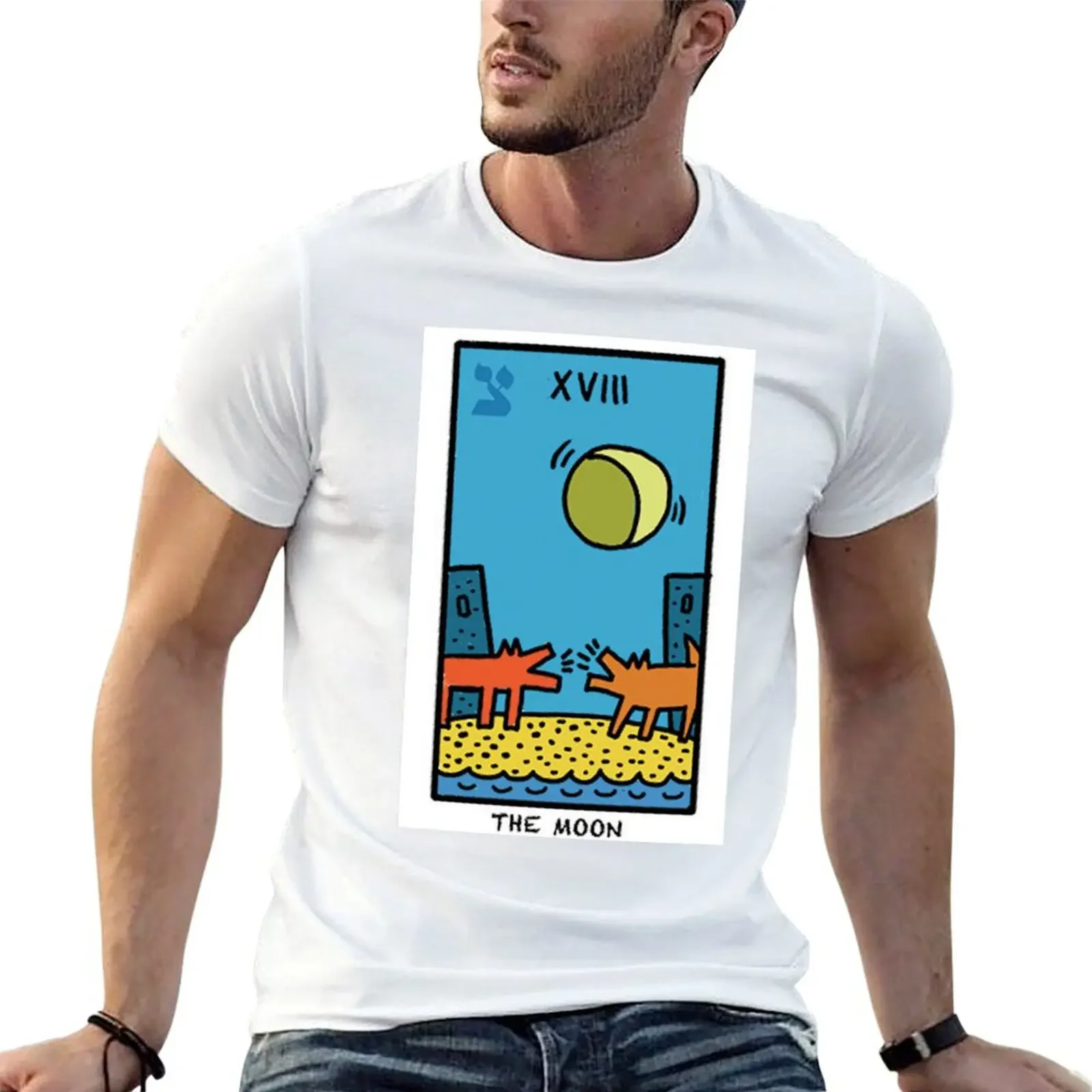 Kieth Haring Moon Tarot T-Shirt vintage anime shirt custom shirt sweat heavyweight t shirts for men