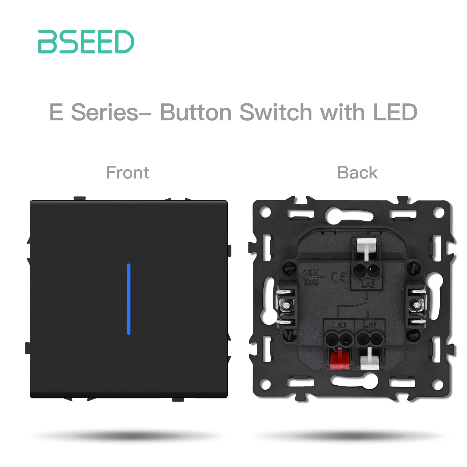 BSEED Tastenschaltermodul USB Telefon Ladebuchse Teile Wandlichtschalter Schlüsseleinsatz Kunststoffrahmen Kombination E-Serie Schwarz 10