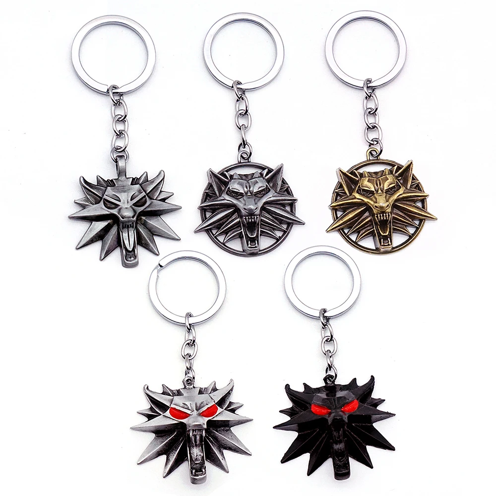 Game Geralt Sword Keychain Yennefer Key Chain Wolf Keyring Men Keychains Accessories Car Key Ring Pendant