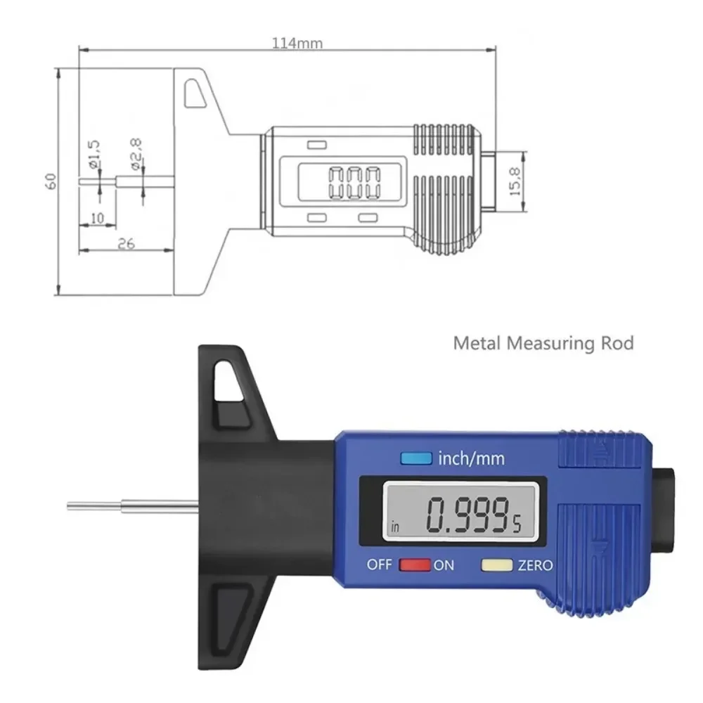 Digital Car Tyre Tire Tread Depth Gauge Meter Auto Tire Wear Detection Measuring Tool Caliper Thickness Gauges Monitoring System