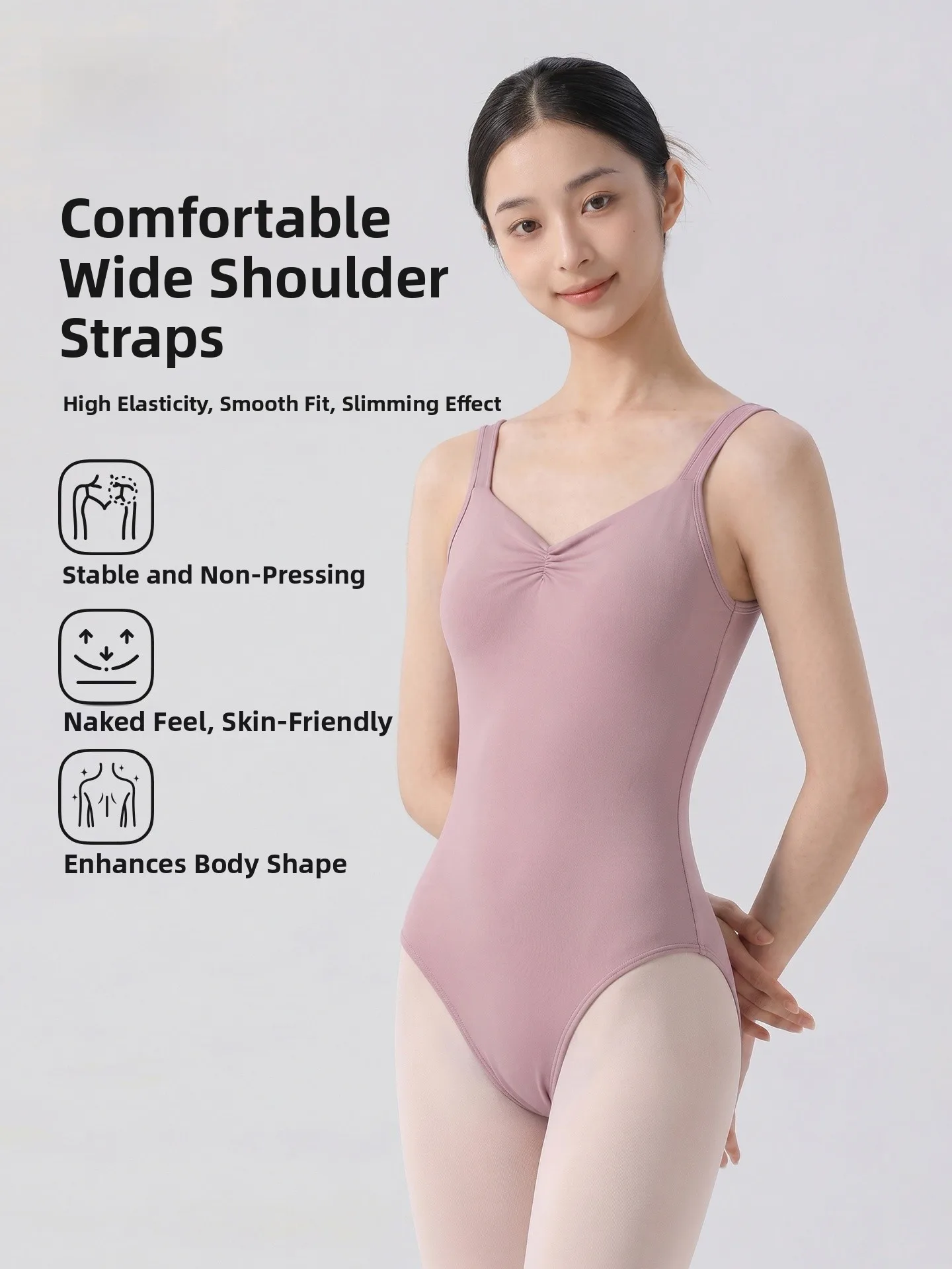 女性用大人用バレエダンススーツ-ナイロン製長袖vネック高弾性通気性ウーユアンバレエダンス衣装-ストラップ付き