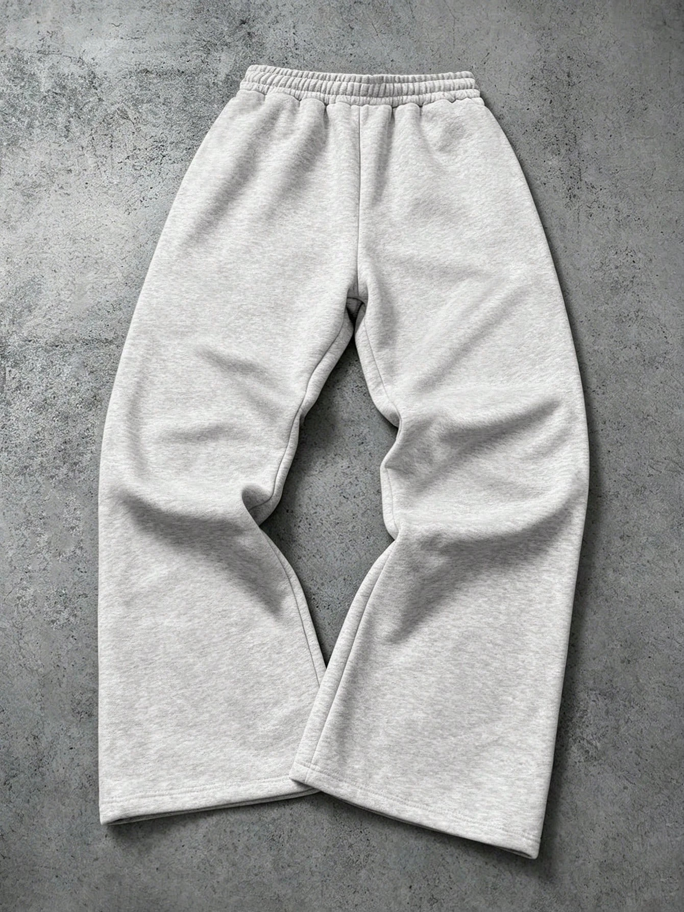 Men's Light Gray Flared Sport Pants, Retro Y2K Gothic Style with Cherry Blossom Branch and Chinese Character Prints