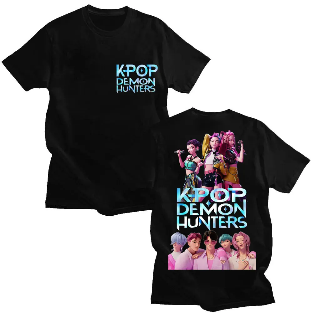 

Movie KPop Anime Demon Hunters Saja Boys T Shirt Men Women Fashion Short Sleeve Oversized Cotton Casual Loose T-shirt Fans Gifts
