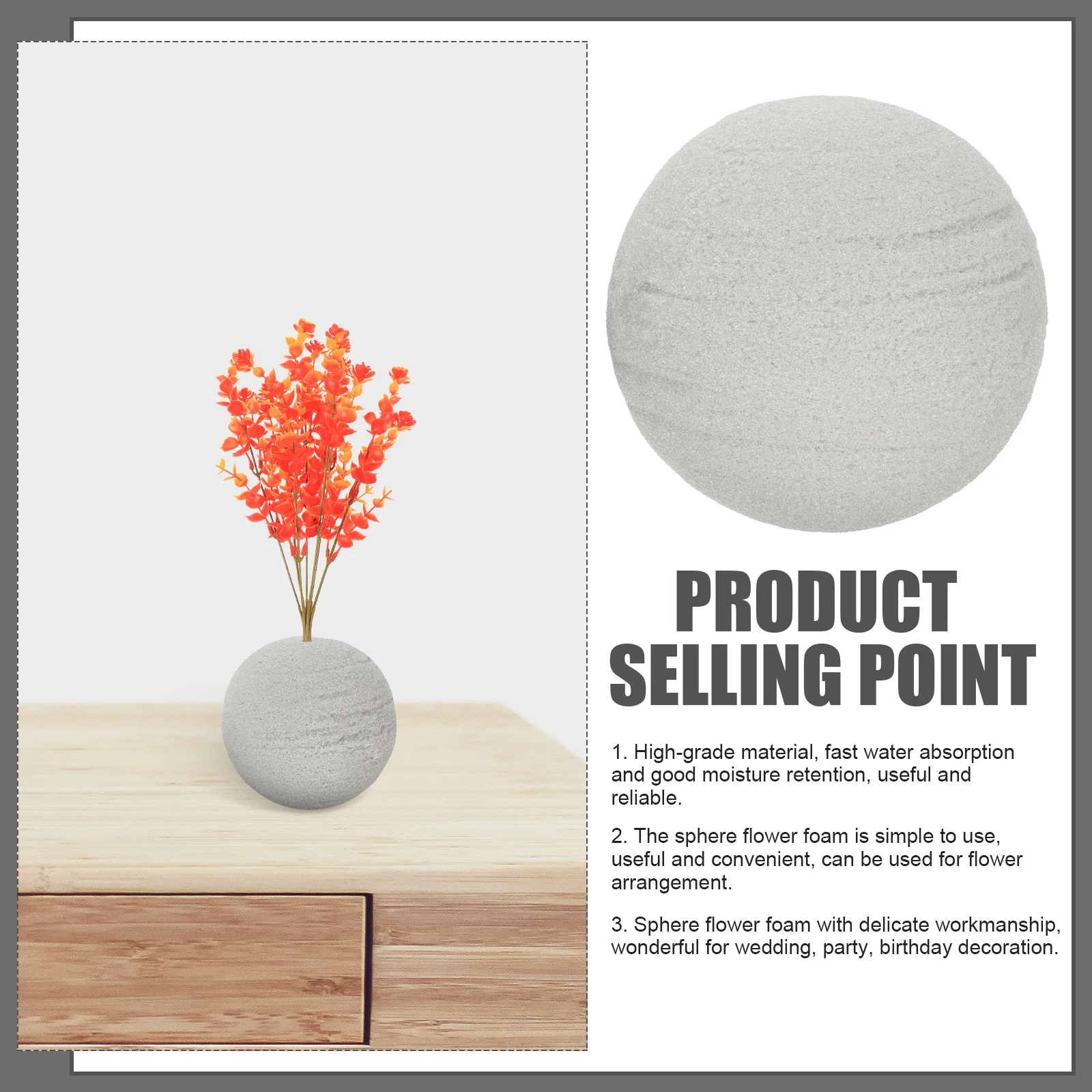 

Round Floral Foam 2pcs Dry Flower Arrangement Mud Water Absorb Balls for Crafts Party Decoration Supplies