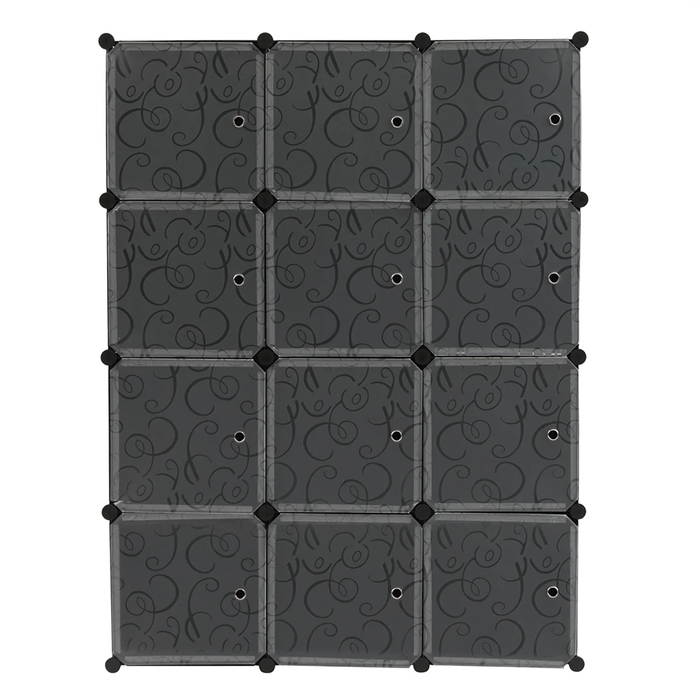 

Cube Storage 12-Cube Closet Organizer Storage Shelves Cubes Organizer DIY Closet Cabinet with Doors White and Black Color