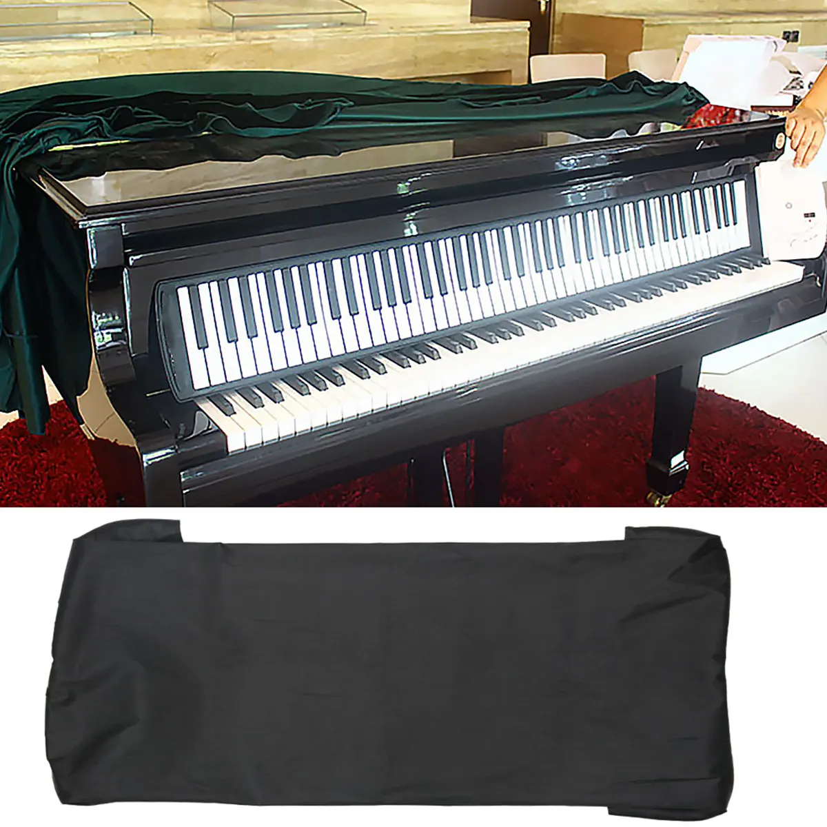 61/88 Keys Electronic Keyboard Digital Piano Dust Cover w/ Adjustable Cord Dustproof Piano Case Accessories Waterproof Black Bag