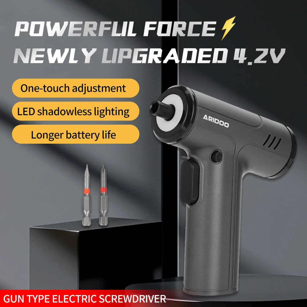 Household Electric Screwdriver Powerful Torque Cordless Screwdriver with LED Light USB Rechargeable Impact Screwdriver Drill