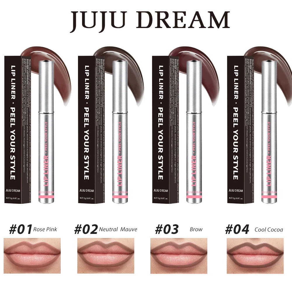 JUJU DREAM 24H langanhaltender Lipliner Peel – wasserfester, schweißfester, antihaftbeschichteter Cup-Lipliner-Glanz für das Make-up voller Lippen