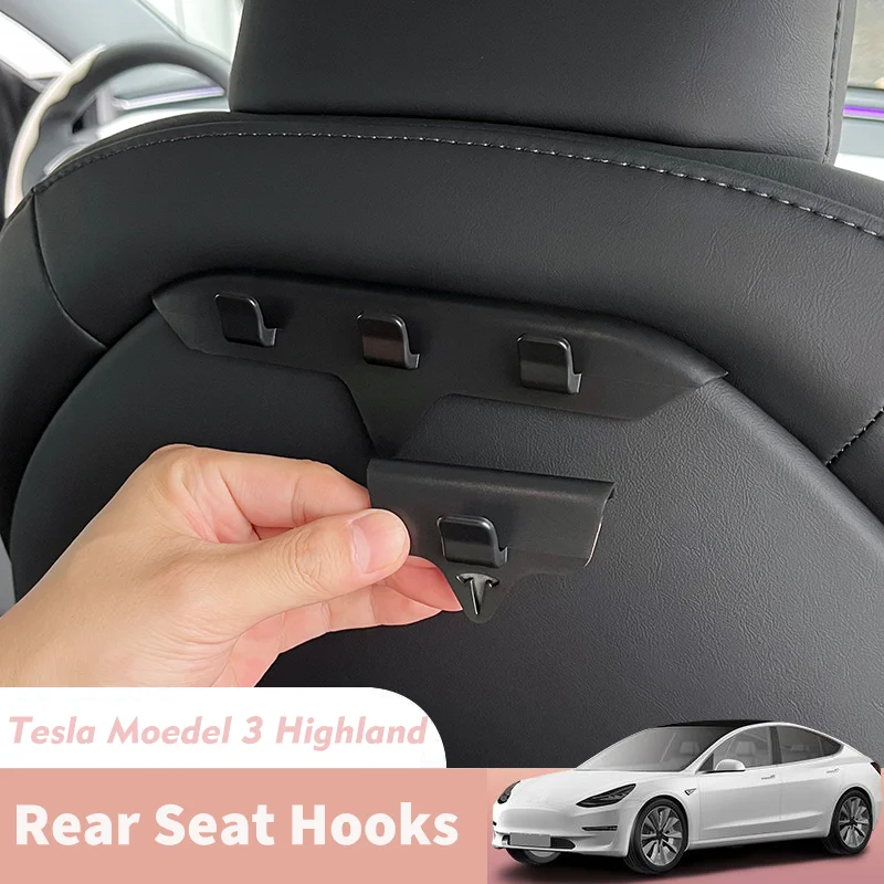 For Tesla Model 3 Highland Rear Seat Hooks Stylish and Durable Car Accessory for Organized Storage and Clutter Free Interior