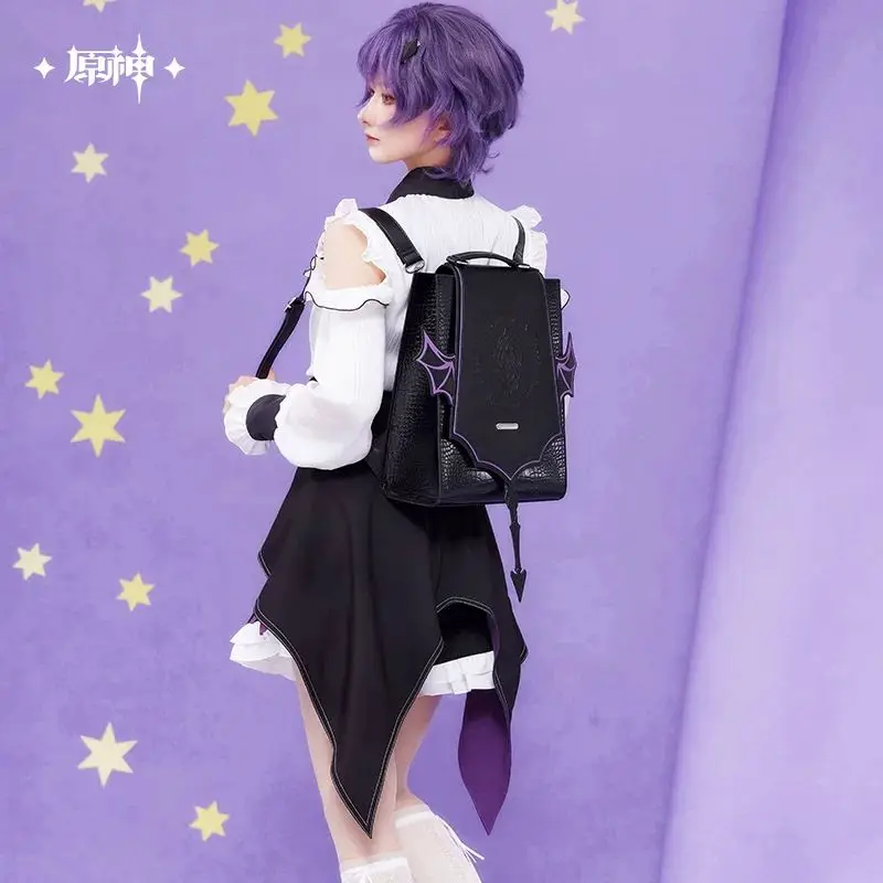 [Genuine] Evil Dragon Durin Theme Impression PU Backpack Game Genshin Impact Cosplay Prop Black Handbag Anime JK Bag Xmas Gifts