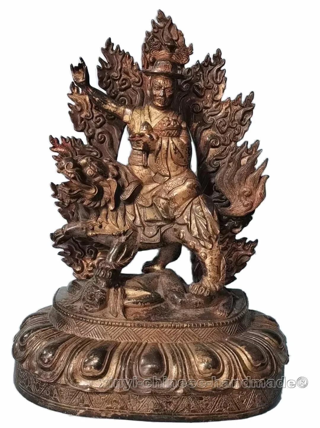 14inch ancient Dorje Shugden Vajradhara Dorje Kasung Mahākāla Old bronze statue
