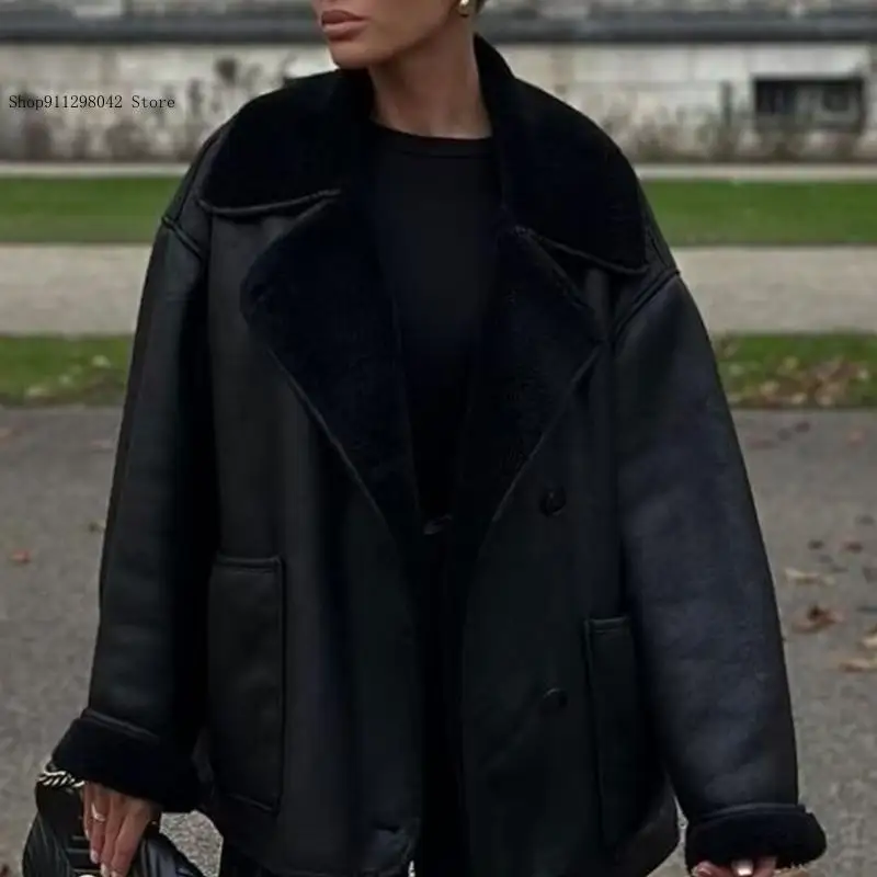Autumn European and American Minimalist Commuting Casual Temperament Lapel Button Double-Sided Jacket for Women