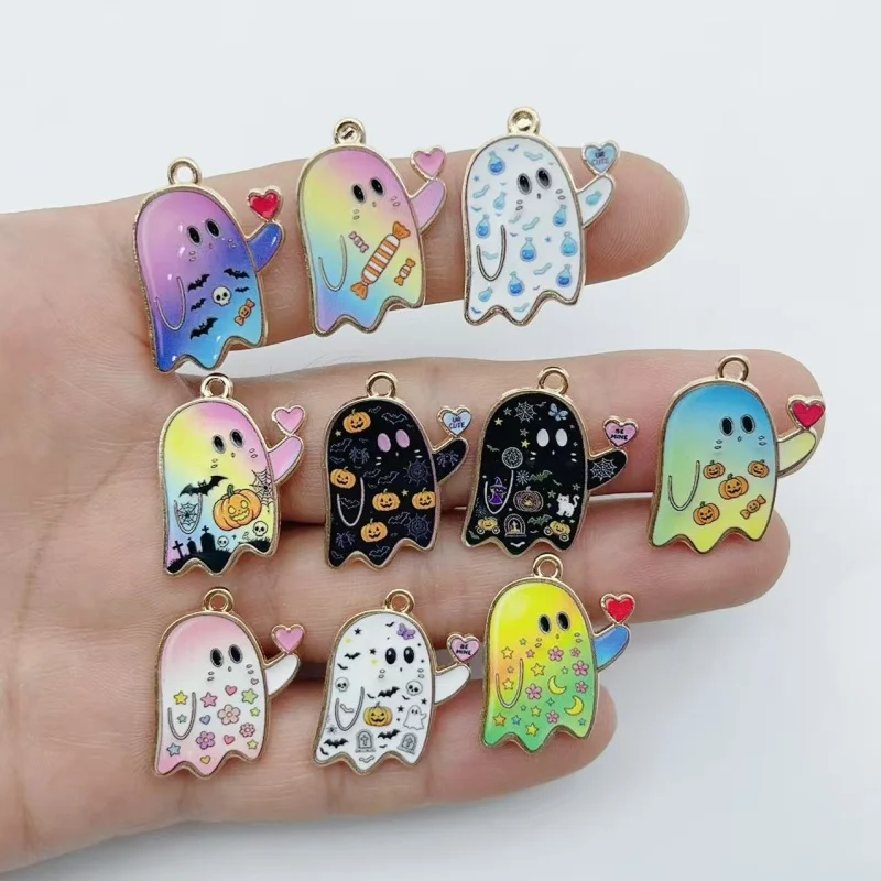 10pcs multi pattern cute animal zinc alloy pendant Halloween pumpkin candy butterfly DIY earrings necklace accessories in stock