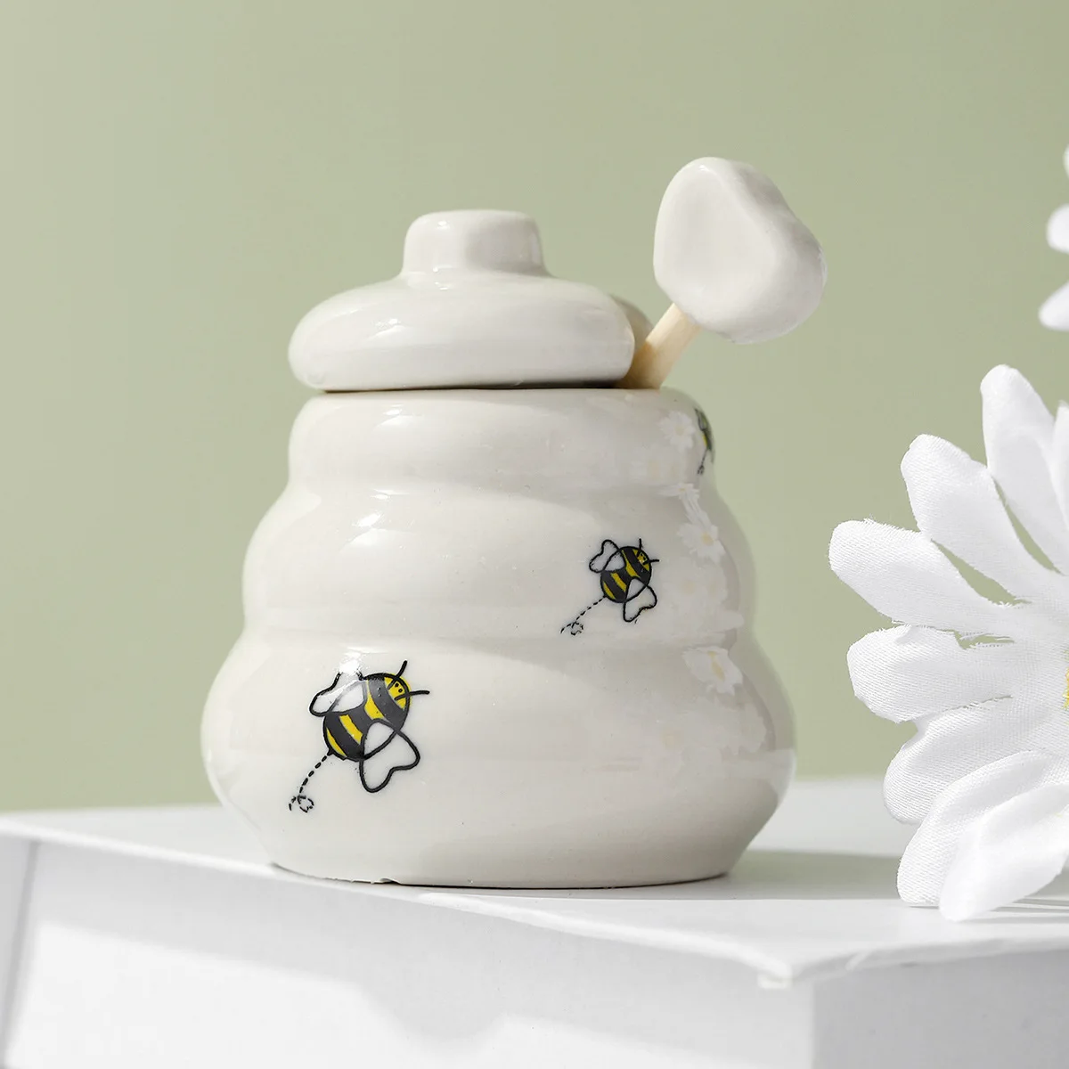 Meant to Bee Ceramic Honey Pot With Gift Box Packaged, Wedding Bridal Shower Favors, Kitchen Party Giveaways Gift for Guest 1PCS