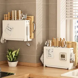 Kitchen Knife Drying Holder Integrated Chopsticks Cutting Board Storage Rack Organizer White