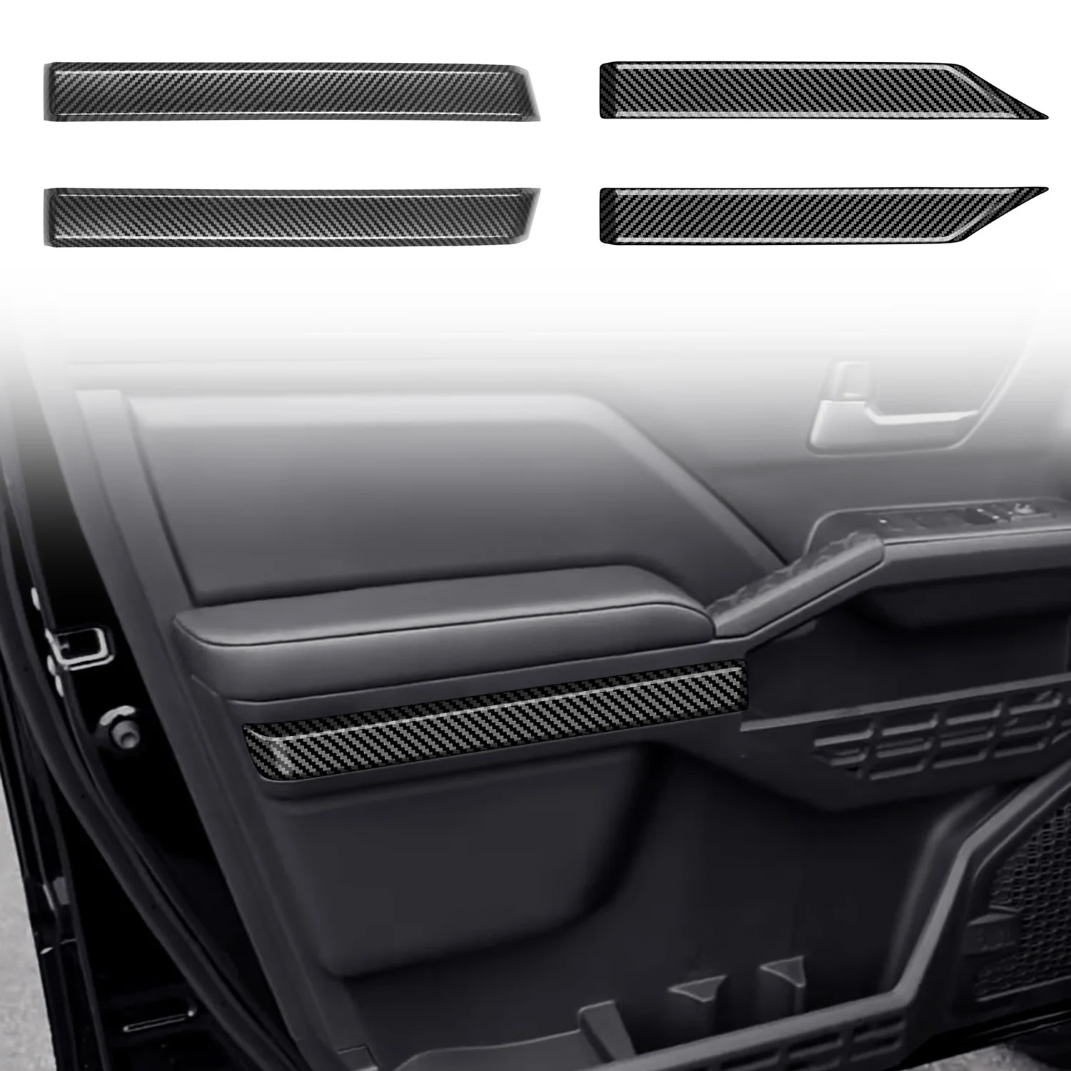

For Toyota 4Runner 2025 Car Interior Door Armrest Panel Molding Strip Trim Carbon Fiber Style ABS Accessories 4pcs