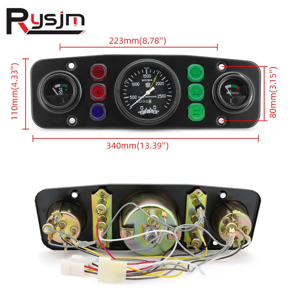 New 3 In 1 Kit Instrument Panel Complete For Tractors Universal/Long Meter Instrument Panel Complete Car Auto Racing Meter