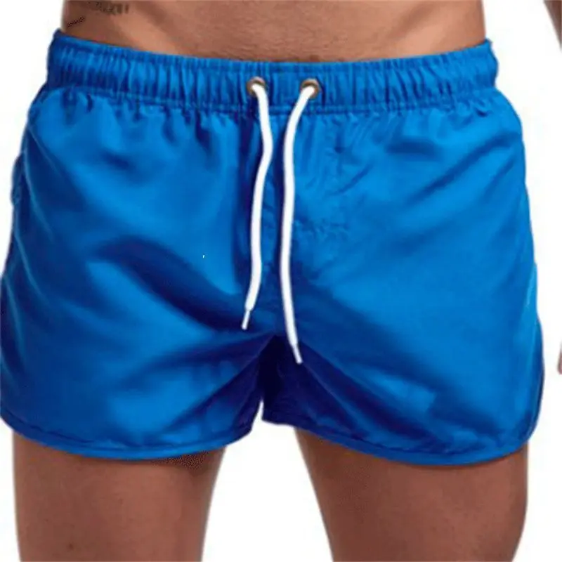 Summer men's solid color shorts, beach jogging sportswear, gym fitness running underwear, summer sportswear