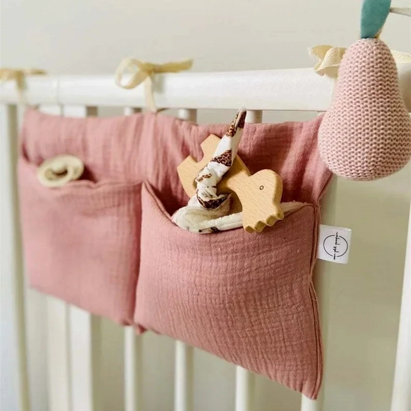 

1-2pcs Baby Bedside Storage Bag Baby Crib Organizer Hanging Bag for Baby Essentials Multi-Purpose Newborn Bed Diaper Toy Tissue