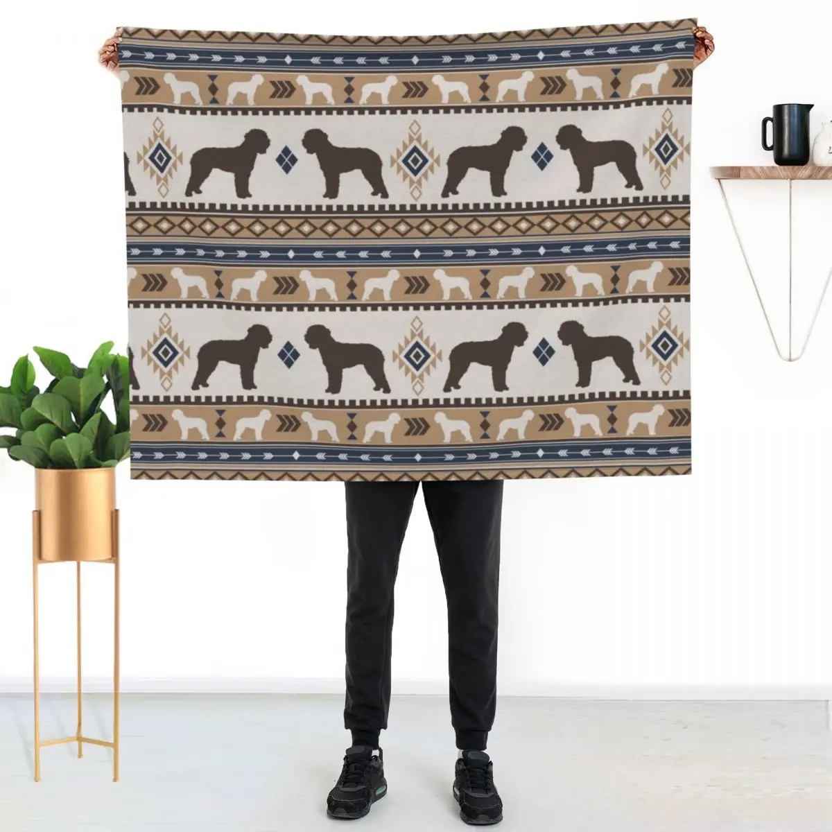 Boho dogs | Lagotto romagnolo tan Throw Blanket bed plaid Nap Custom Luxury Brand Furry Blankets