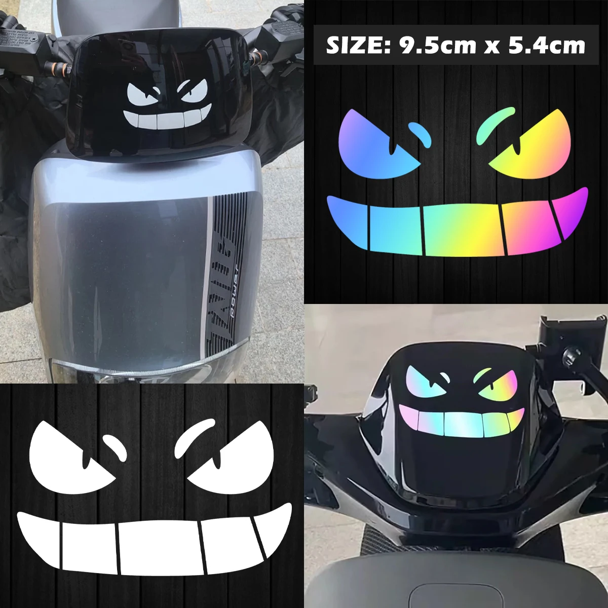 Demon Grin Reflective Moto Stickers Decor Motorcycle Scooter Auto Body Windshield Helmet Fuel Tank Accessories Decal