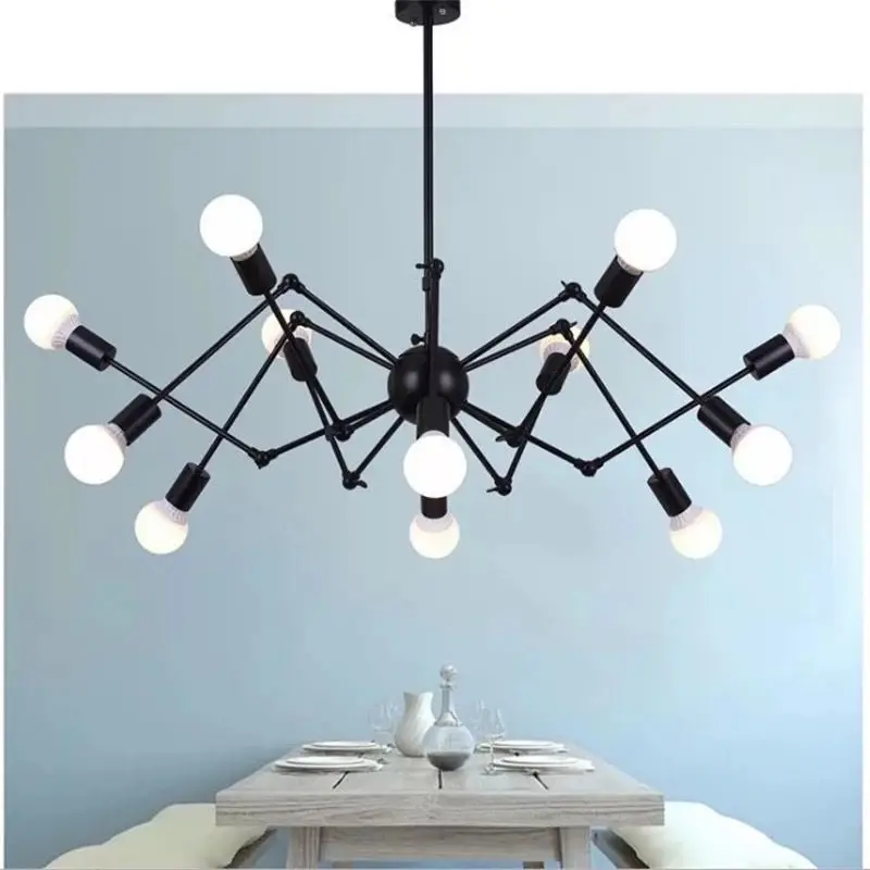 

Industrial wind vintage spiders chandeliers clothing living rooms Nordic creative personality iron Chandelier