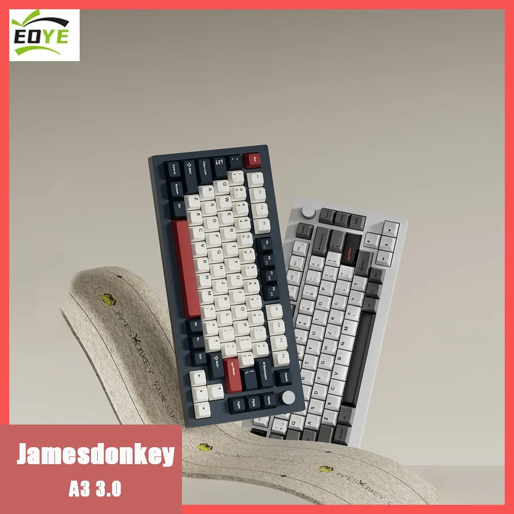 

Jamesdonkey A3 3.0 Wireless Mechanical Keyboard Bluetooth Gasket Structure Custom Triple Mode 75% Layout with Knobs Web Driver