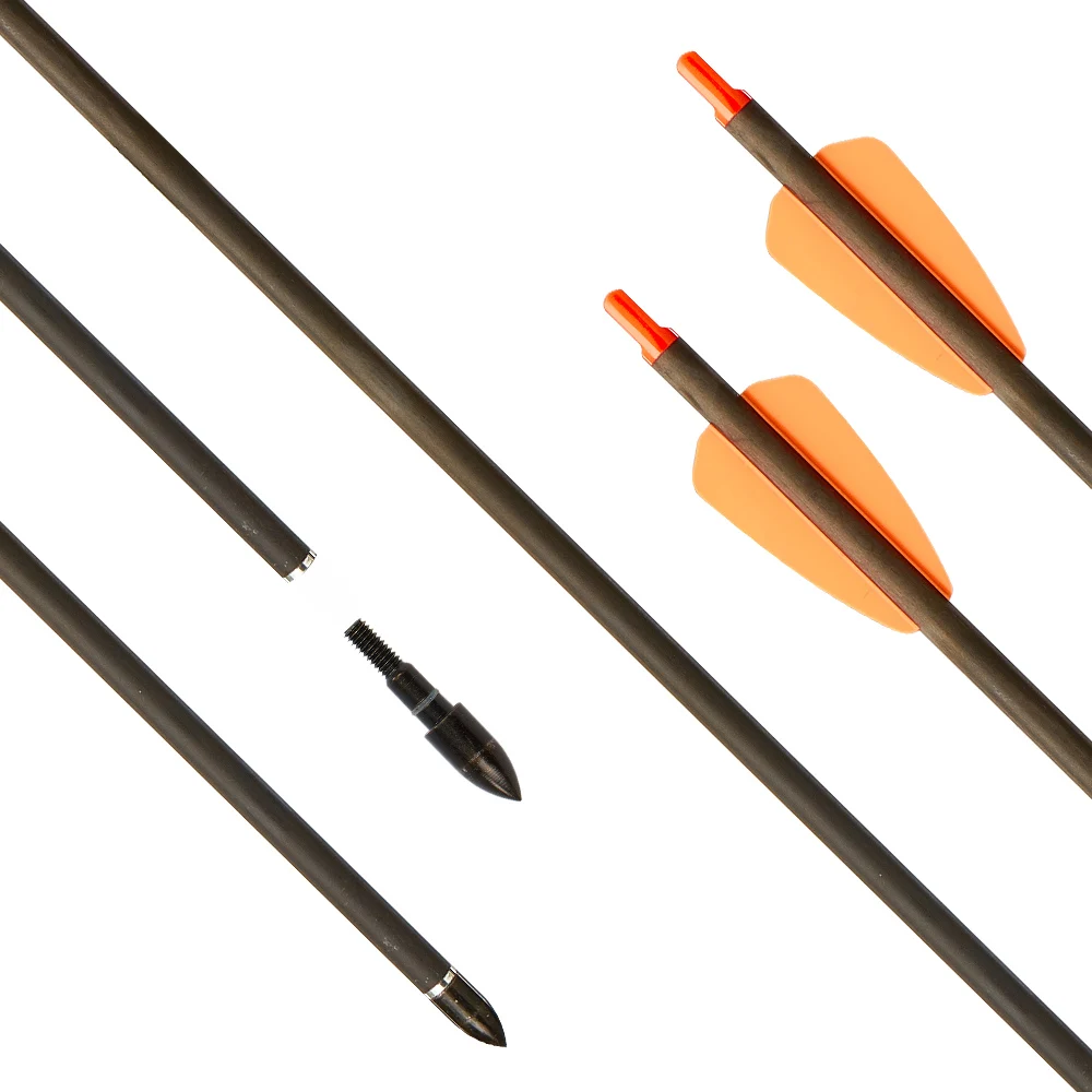 15inch Pure Carbon arrow 6Pcs/12Pcs/24Pcs Huntingdoor Pure Carbon Short Arrows Outdoor Archery Shooting Short Arrow Hunting