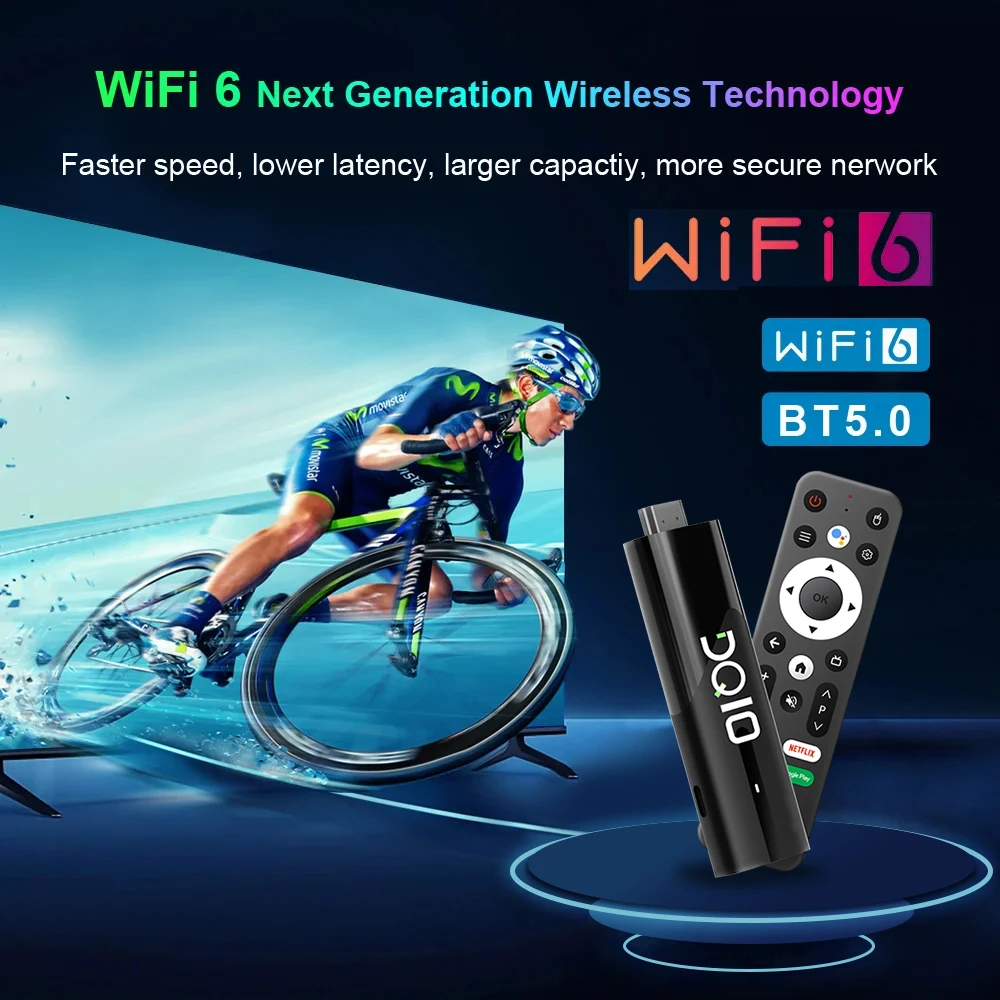 LEMFO DQ10 ATV Mini TV Stick Android13 Allwinner H618 kora czterordzeniowy A53 obsługuje 8K wideo 4K Wifi6 sterowanie głosem Smart TV Box