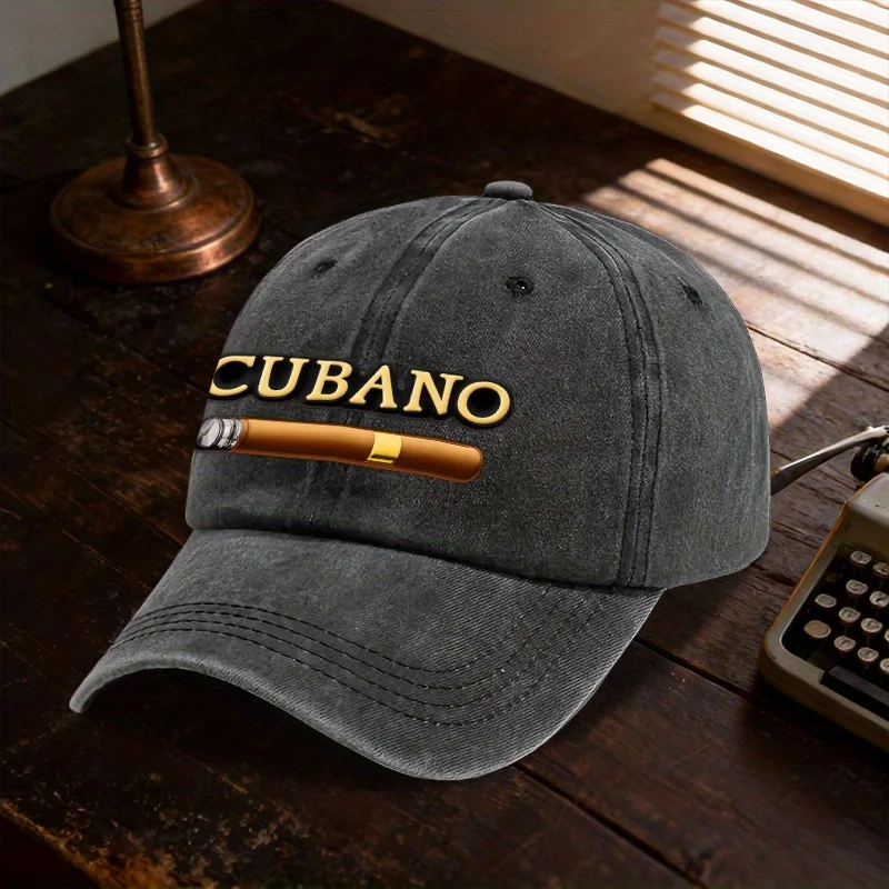 Cubano-Graphic-Washed-Baseball-Cap-Unisex-Adjustable-Cotton-Dad-Hat-for-Outdoor-Street-Style-Travel