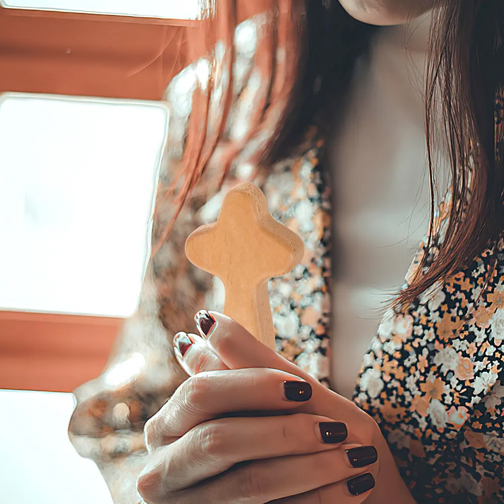 

12 Pcs Small Prayer Mini Small Wooden Wooden Cross Wood Ornament Wood Cross Craft Home Office Decor Festival DIY