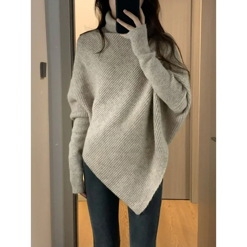 

Autumn and Winter Gentle Irregular Hem Sweater Idle Style Korean Style Loose Female Student Mid-Length Sweater Vintage Fashion