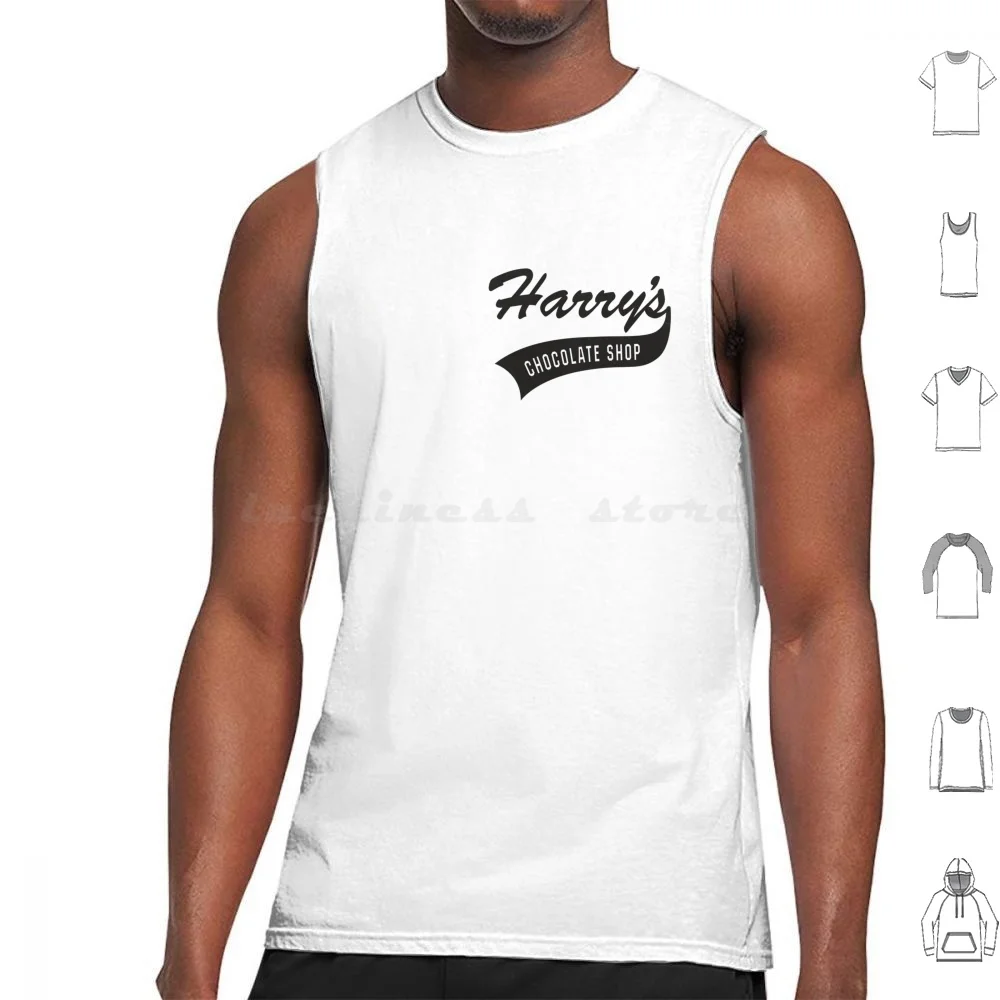 Harry's Chocolate Shop Camisetas sin mangas con estampado de barras de algodón Indiana College University School College Bars Night Life Night